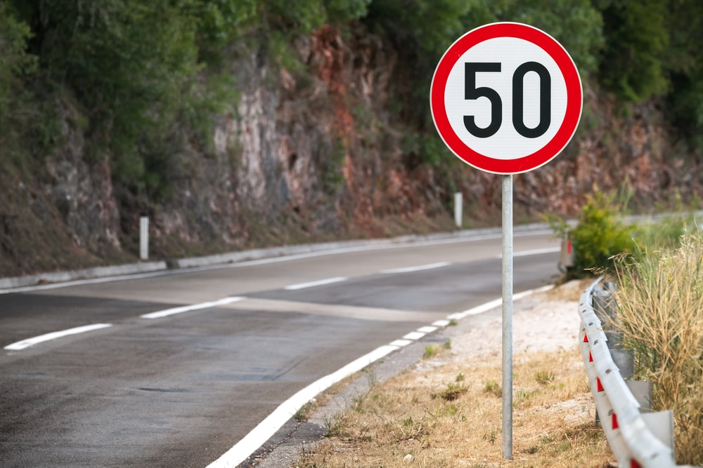 50mph road sign